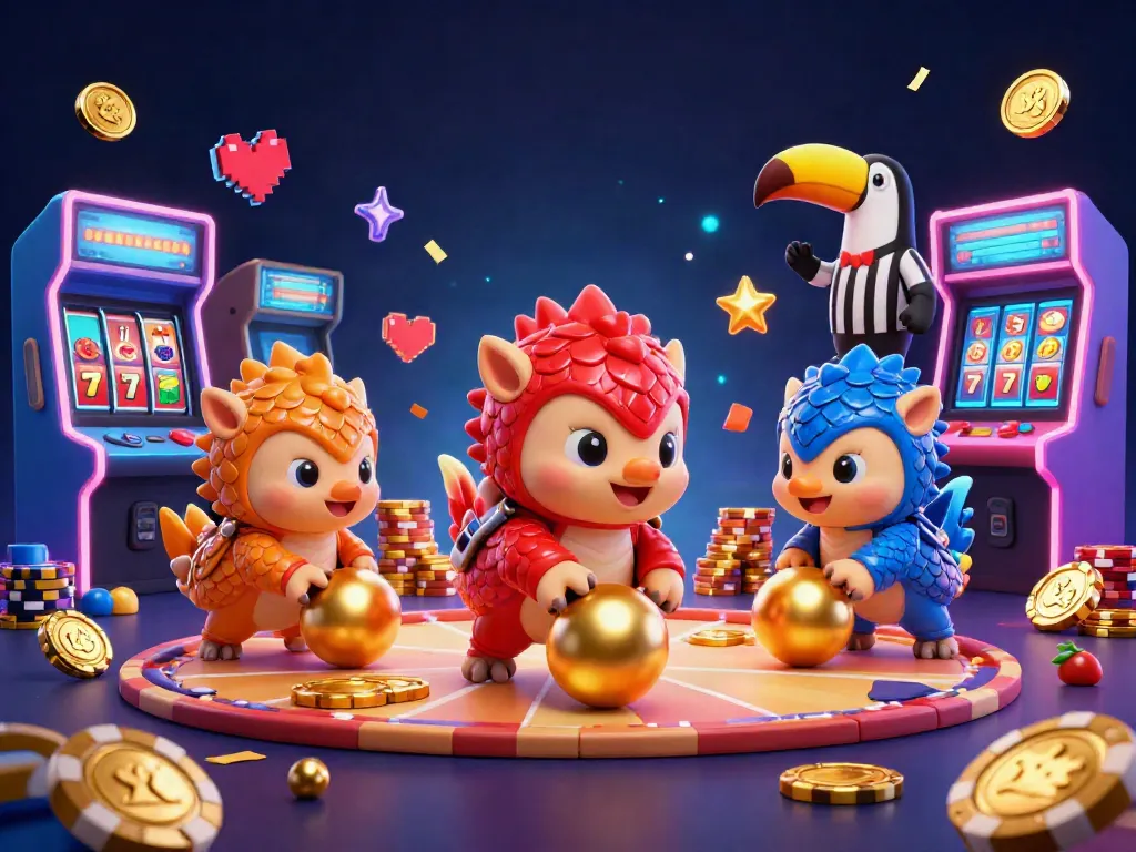 Engage with robocat opiniones as pangolins roll and bowl through chips in a vibrant casino scene.